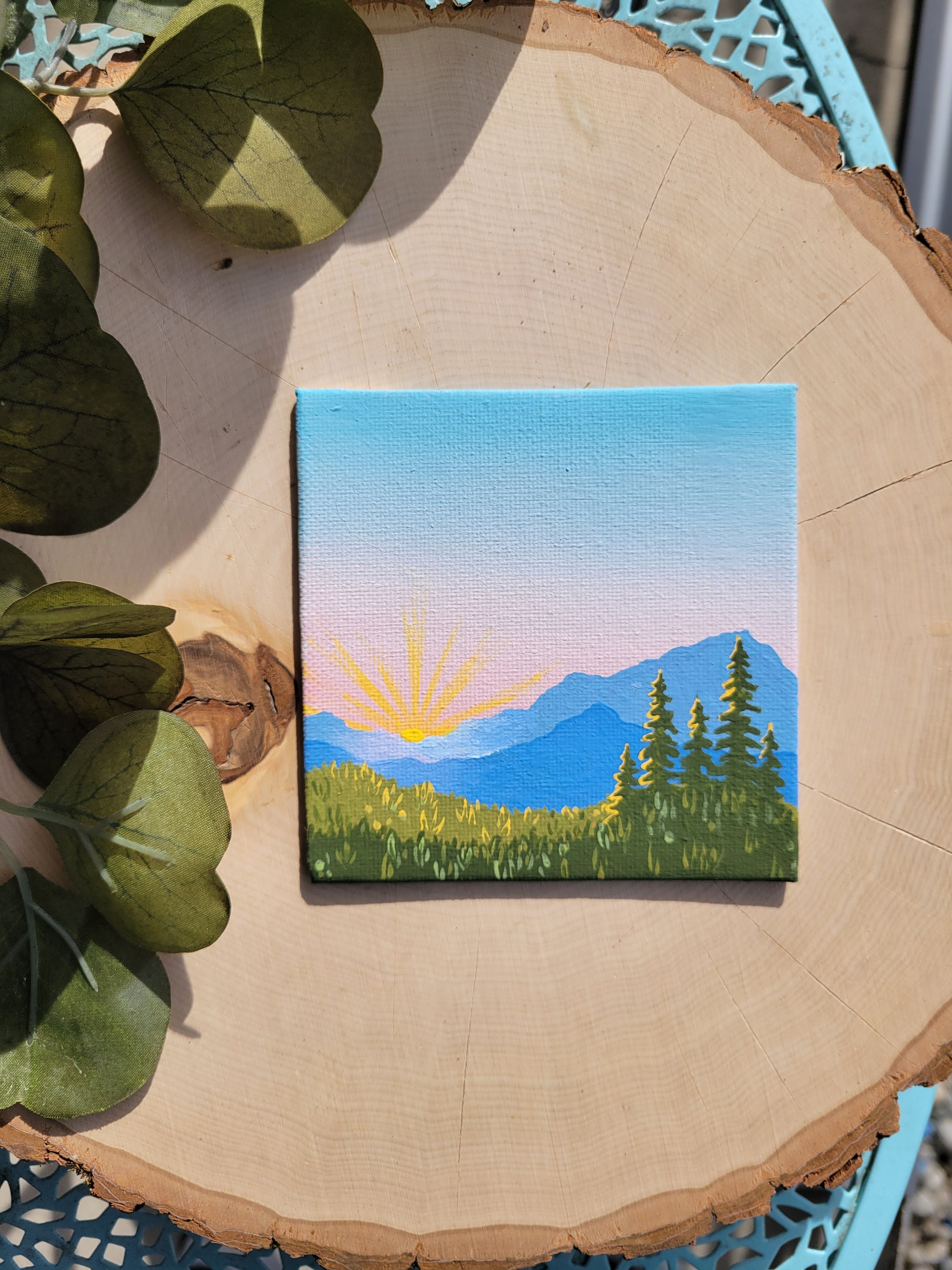 Mini canvas landscape painting acrylic small wall decor - Inspire Uplift