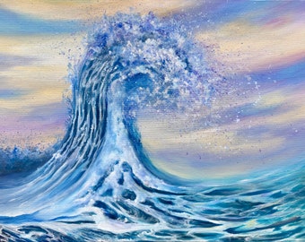 Original Acrylic Wave Painting Ocean Painting Water Painting Beach Painting Big Surf Wave Sea Art