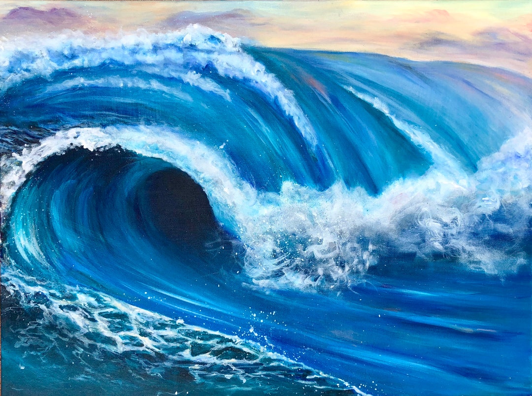 Original Acrylic Wave Painting Ocean Painting Water Painting Beach