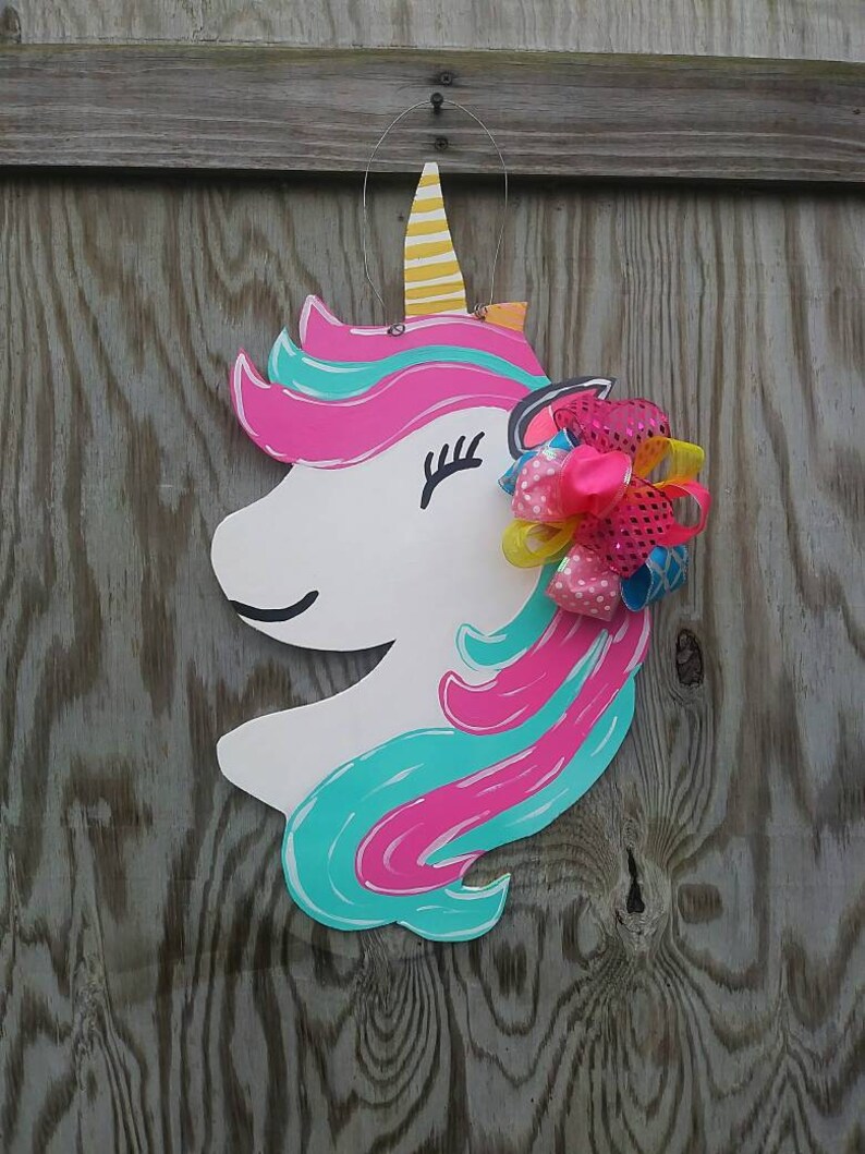 Unicorn Door Hanger Unicorn Door Decor Front Porch Decor Etsy