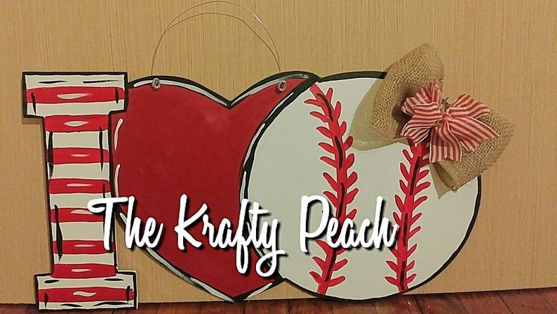 Front Porch Sign BaseBall Heart Door Hanger BaseBall Door Hanger BaseBall Wall Decor BaseBall Door Decor I Love BaseBall Decor
