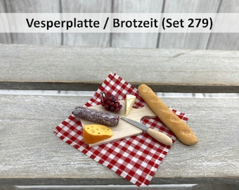 Mini snack platter (Set 279) • Snack • Cheese platter • Gnome meal • Miniature garden • Mini garden • Gnome accessories • Gnome garden