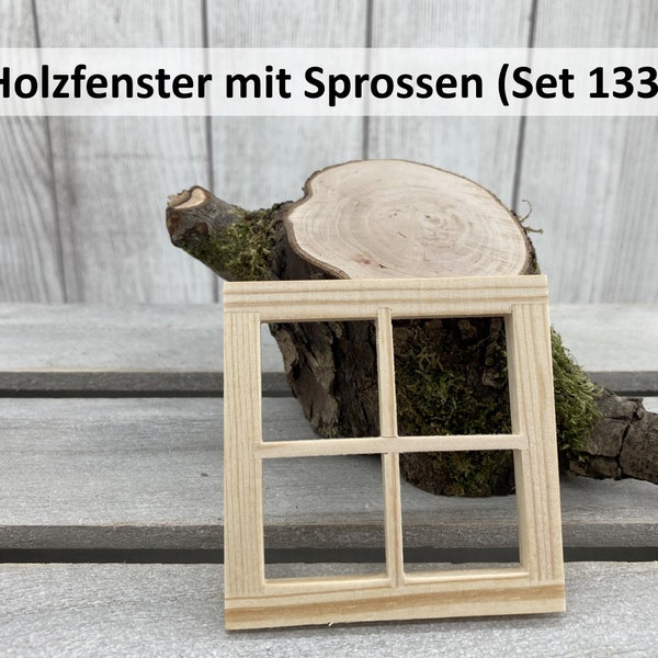 Miniatur Holzfenster mit Sprossen (Set 133) • Mini Fenster • Wichtelfenster • Puppenhaus Zubehör • Wichtel Zubehör • Wichtel Chalet