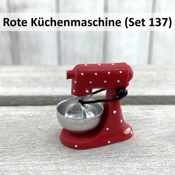 Rote Küchenmaschine (Set 137) • Mini Küchenmaschine • Wichtel Küchenmaschine • Wichtel Zubehör • Puppenhaus Zubehör • Wichtel backen