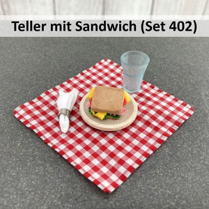Miniatur Sandwich Menü (Set 402) • Wichtel Sandwich • Miniatur Belegtes Brot • Wichtel Essen • Puppenhaus Zubehör • Wichtel Zubehör