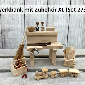 Mini Werkbank mit Zubehör • Werkzeugkiste • Mini Werkzeuge • Mini Hammer • Mini Zange • Mini Baustelle • Wichtel Baustelle • Wichtel Zubehör