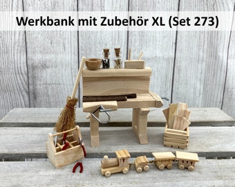 Mini workbench with accessories • Toolbox • Mini tools • Mini hammer • Mini pliers • Mini construction site • Gnome construction site • Gnome accessories