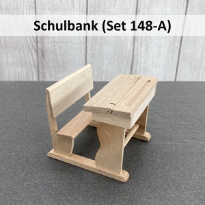 Miniatur Schulbank (Set 148) • Mini Schulbank • Wichtel Schulbank • Schulanfänger • Wichtel Zubehör • Schulpult • Wichtel Schultüte