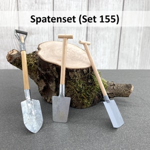 Miniature spade set (Set 155) • Mini spade • Gnome shovel • Gnome construction site • Garden fairy accessories • Gnome accessories • Gnome garden