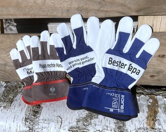 Personalized work gloves • Gift • Father's Day • Mother's Day • Family gift • Builder • House building • Topping out ceremony gift •