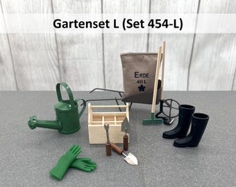 Miniature Garden Set (Set 454) • Gnome Garden • Miniature Garden • Mini Garden • Gnome Accessories • Wheelbarrow • Hoe • Garden Tools • Pension