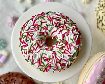 Faux Doughnut Christmas Fake Donuts With Colour Sprinkles Sweets Photo Sessions Cake Glazed Donuts Parties Decor Christmas decoration