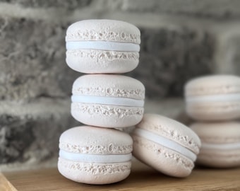 Handmade Faux Beige Macarons, Polymer Clay Bakery Display
