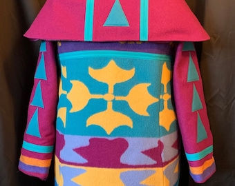 Limited Edition Shawnee Ribbon Pretendletoon Coat; Ladies Native Design Coat size XL-2X