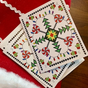 Tarjetas de felicitación navideñas nativas (8 piezas con sobres)