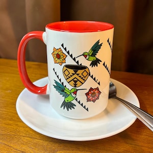 Hummingbirds and Basket Coffee Mug, 15oz