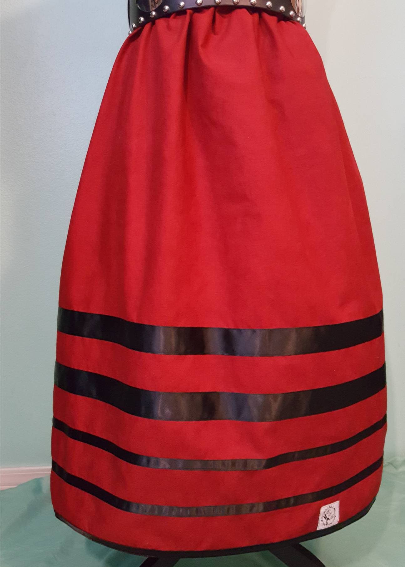 Native Red Ribbon Skirt With Black Ribbons - Etsy