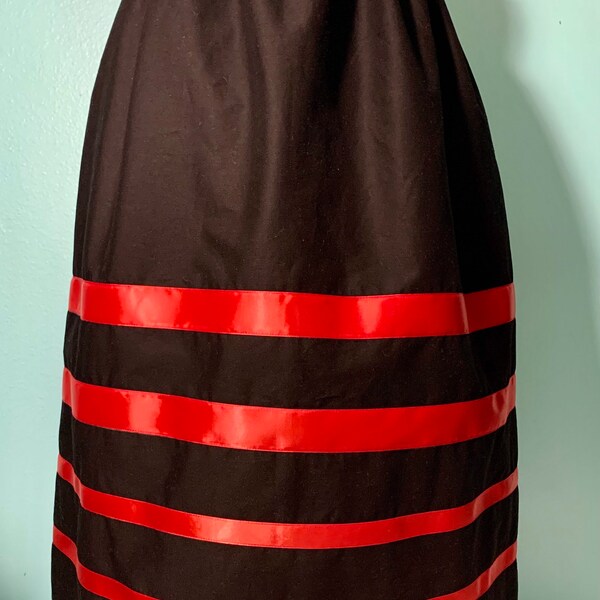 Black Ribbon Skirt with Red Ribbons