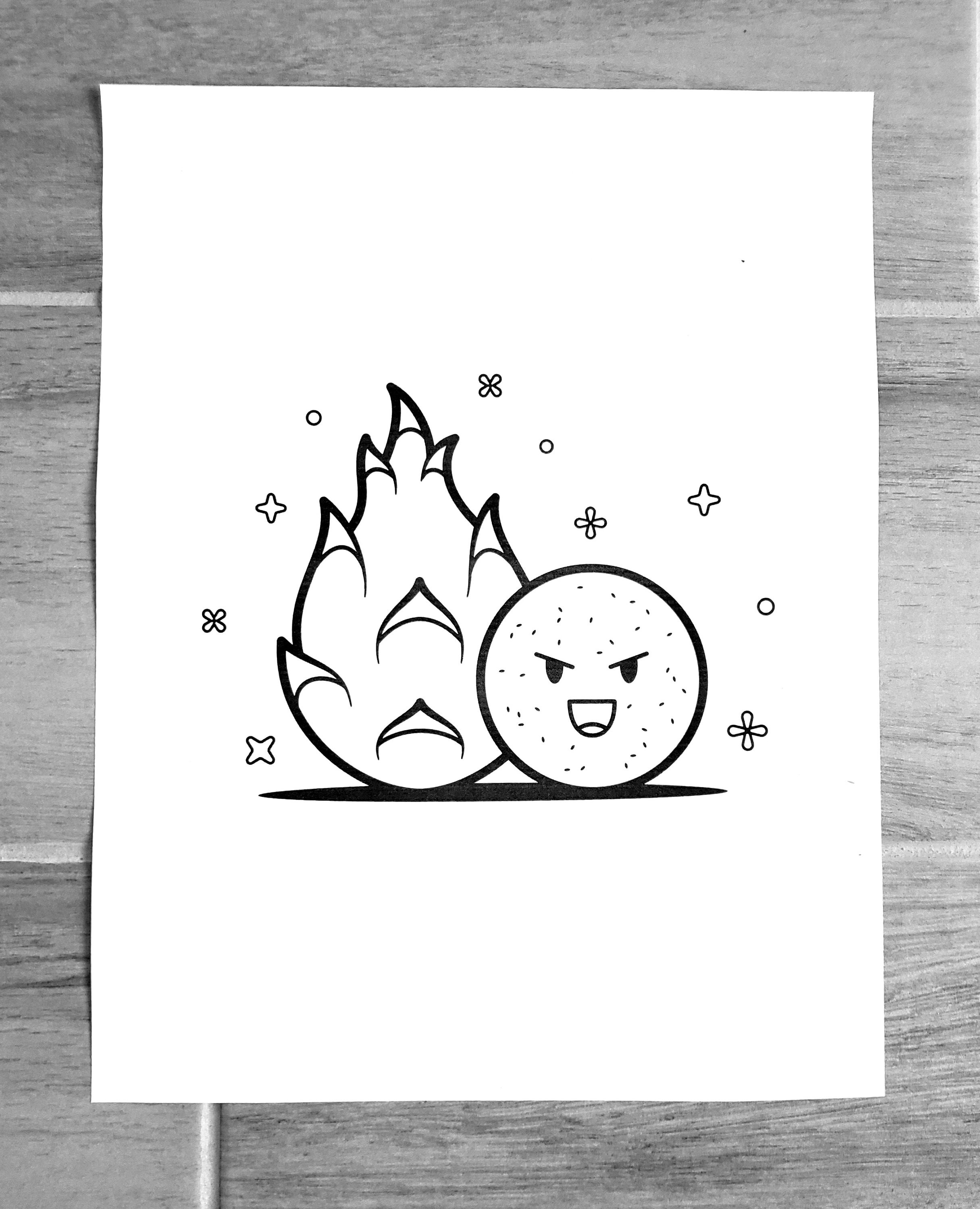 Dragon Fruit Emoji Printable Coloring Page Etsy