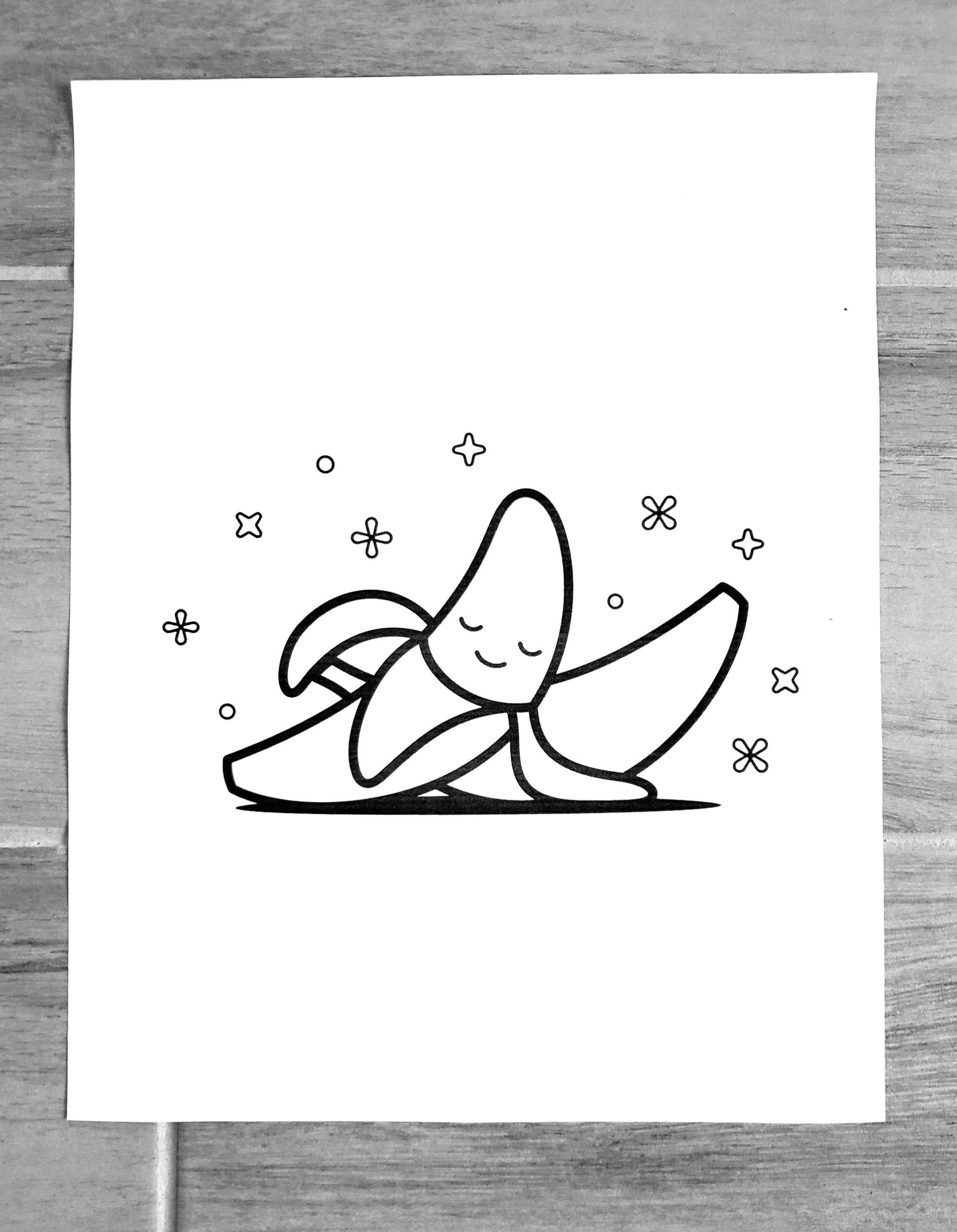 banana emoji printable coloring page etsy
