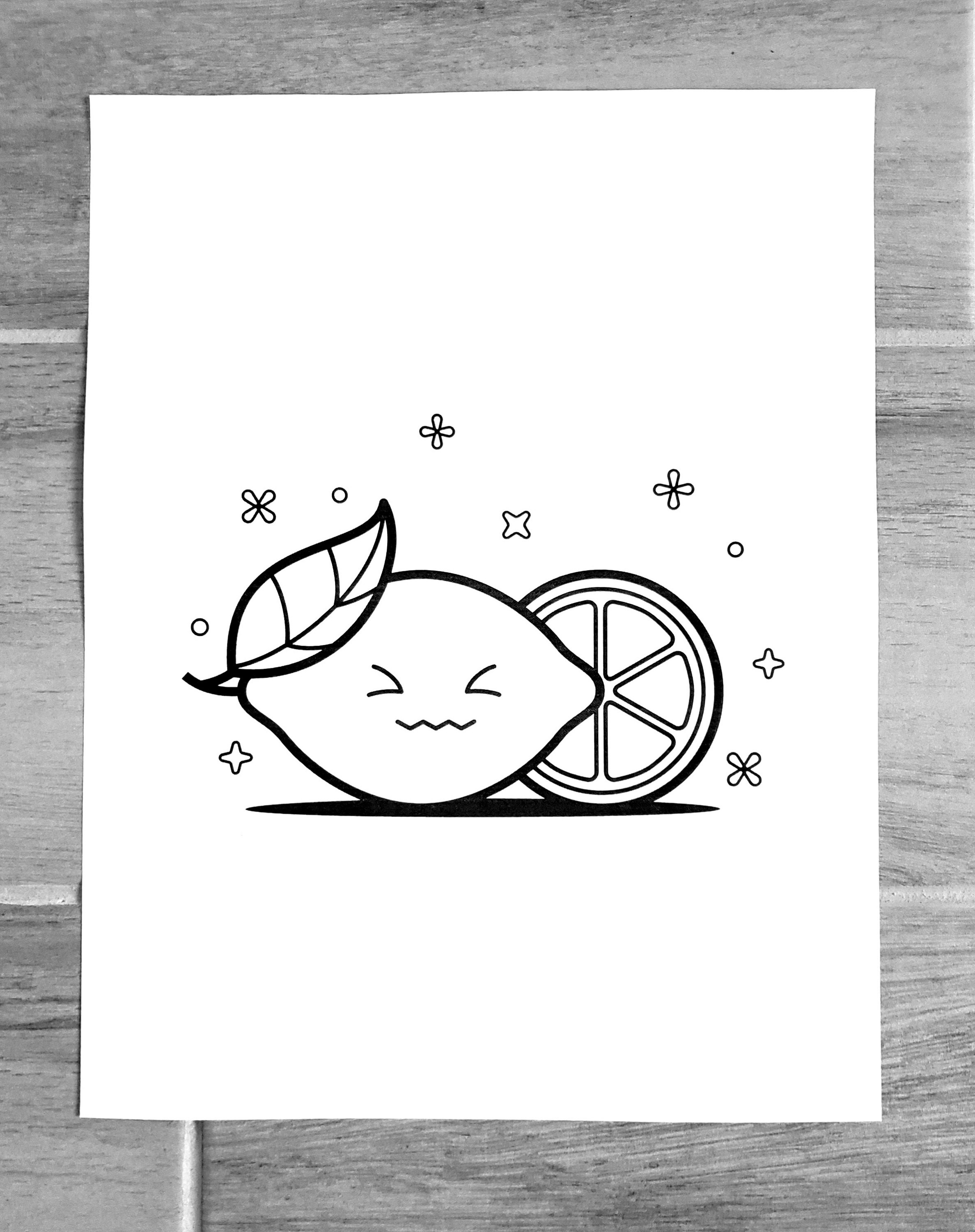 lemon emoji printable coloring page etsy