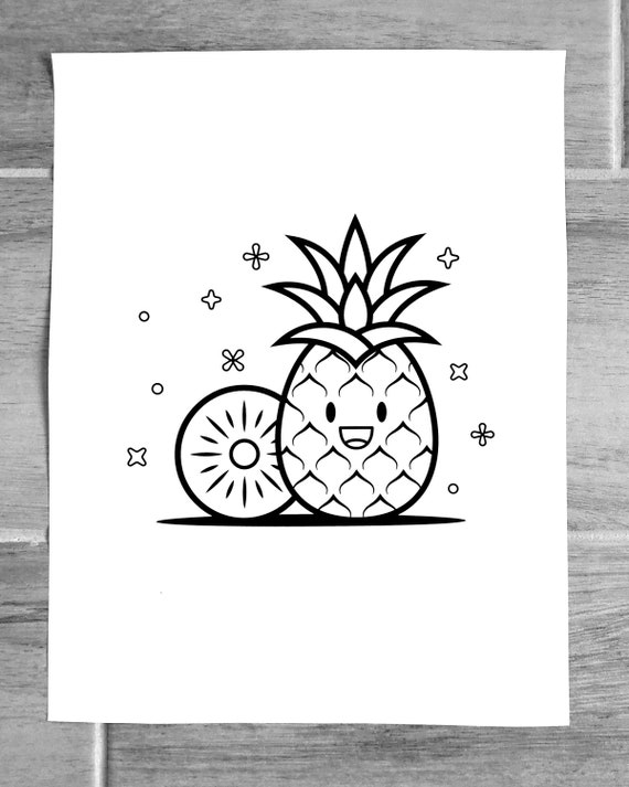 Pineapple Emoji Printable Coloring Page Etsy