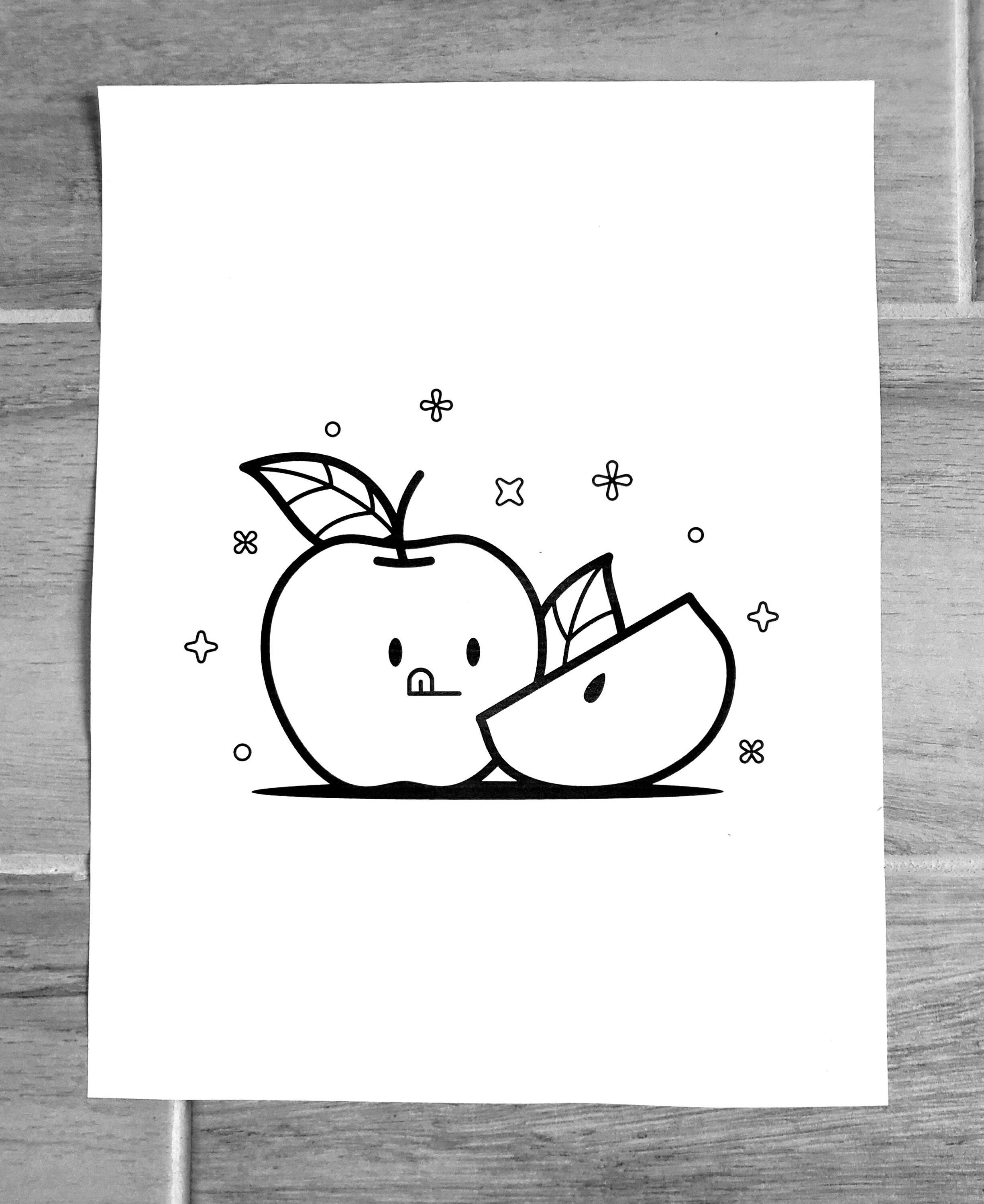 apple emoji printable coloring page etsy