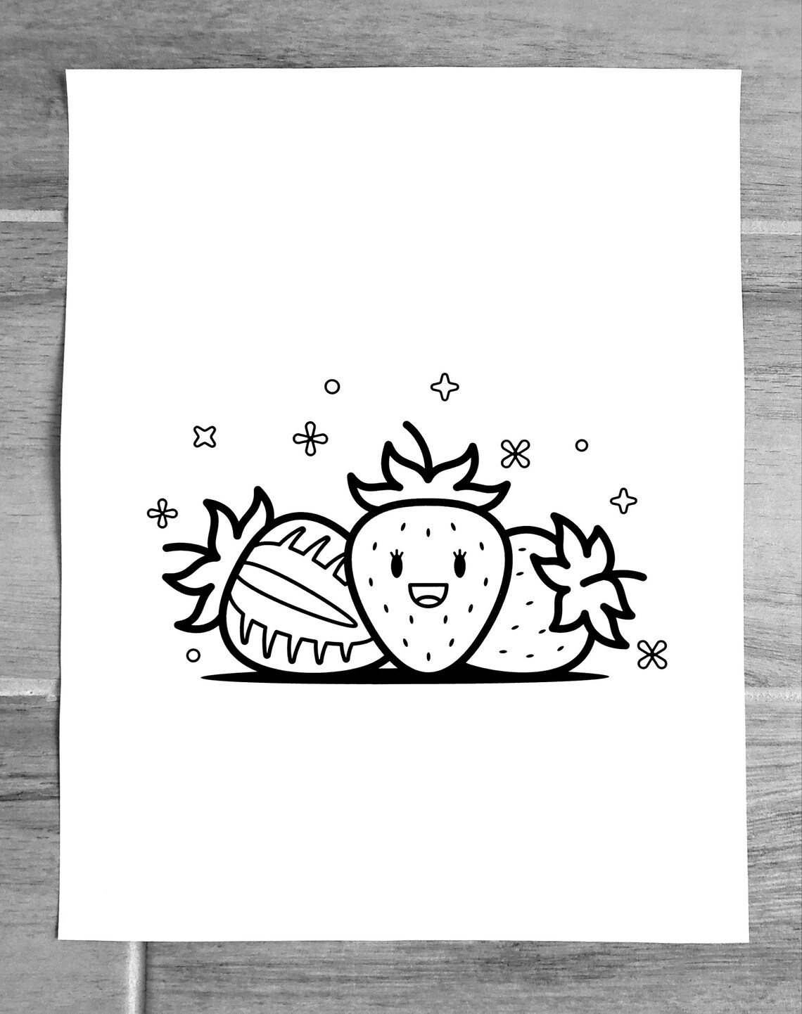 Strawberry Emoji Printable Coloring Page Etsy
