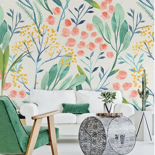 Watercolor Lily Wallpaper: Floral Nursery Wall Mural