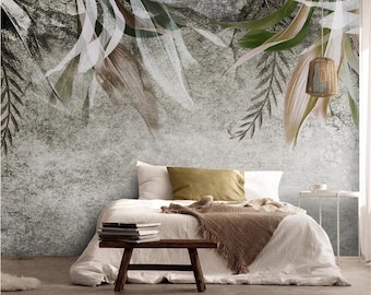 Custom Large Mural wallpaper Nordic Retro Hand-painted Abstract Art Leaf Plant Bedroom Living Room Photo Background