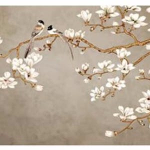 Chinoiserie Magnolia Wallpaper: Birds and Flowers Wall Mural