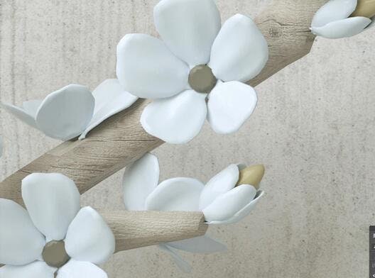 3D Plum Blossom White Horse 031