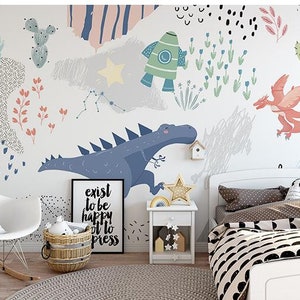 Cartoon Dinosaur Nursery Wallpaper Mural: Peel and Stick image 4