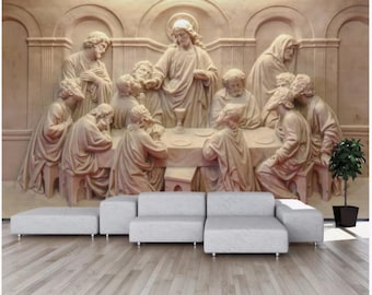 3D Relief Tapete, Abendmahl Wandbilder Wohnkultur