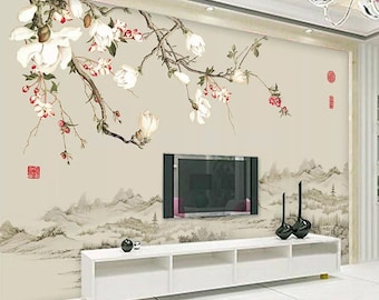 10M Retro Flowers and Bird Wallpaper Pastoral Chinese Style Living Room Murals 