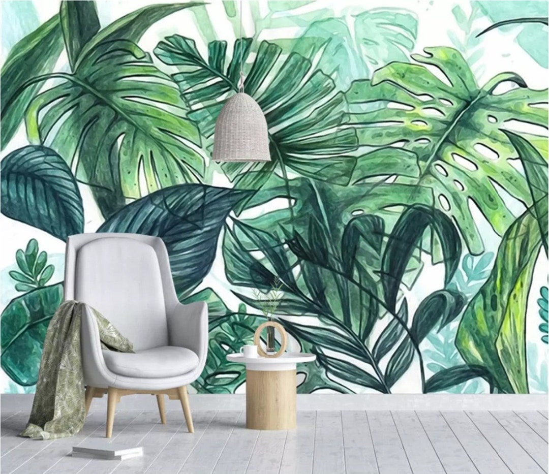 Custom Mural Wallpaper Hand Painted Tropical Hand Painted - Etsy