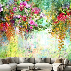 Watercolor Flowers Floral Wallpaper Wall Mural Home Decor for Living Room Dinning Room Bedroom