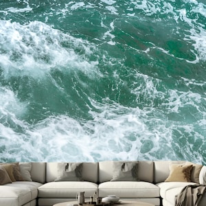 Schöne Türkis Ozean-Wellen mit Rrocks Waves Wallpaper Wandbild Wohnkultur für Wohnzimmer Schlafzimmer Esszimmer