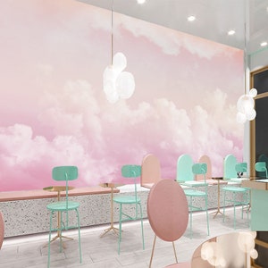 Abstract Pink Clouds Wallpaper Creative Clouds Wall Murals Wall Decor for Living or Dinning Room