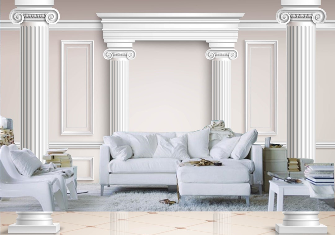 3D Roman Pillar Wallpaper Mural: Modern Home Decor - Etsy, image size:1080x757