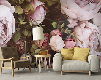 Peony Wallpaper: Dark Floral Wall Mural