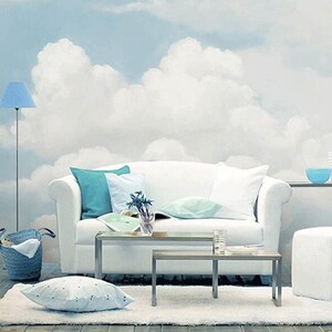 Blue Sky Clouds Nursery Wallpaper: Peel and Stick Wall Mural