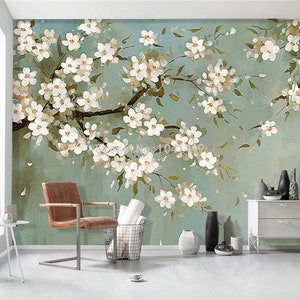 Chinoiserie Cherry Blossom Wallpaper Mural: Peel & Stick