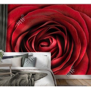 3D Big Red Rose Flower Wallpaper Wall Murals Home Decor - Etsy