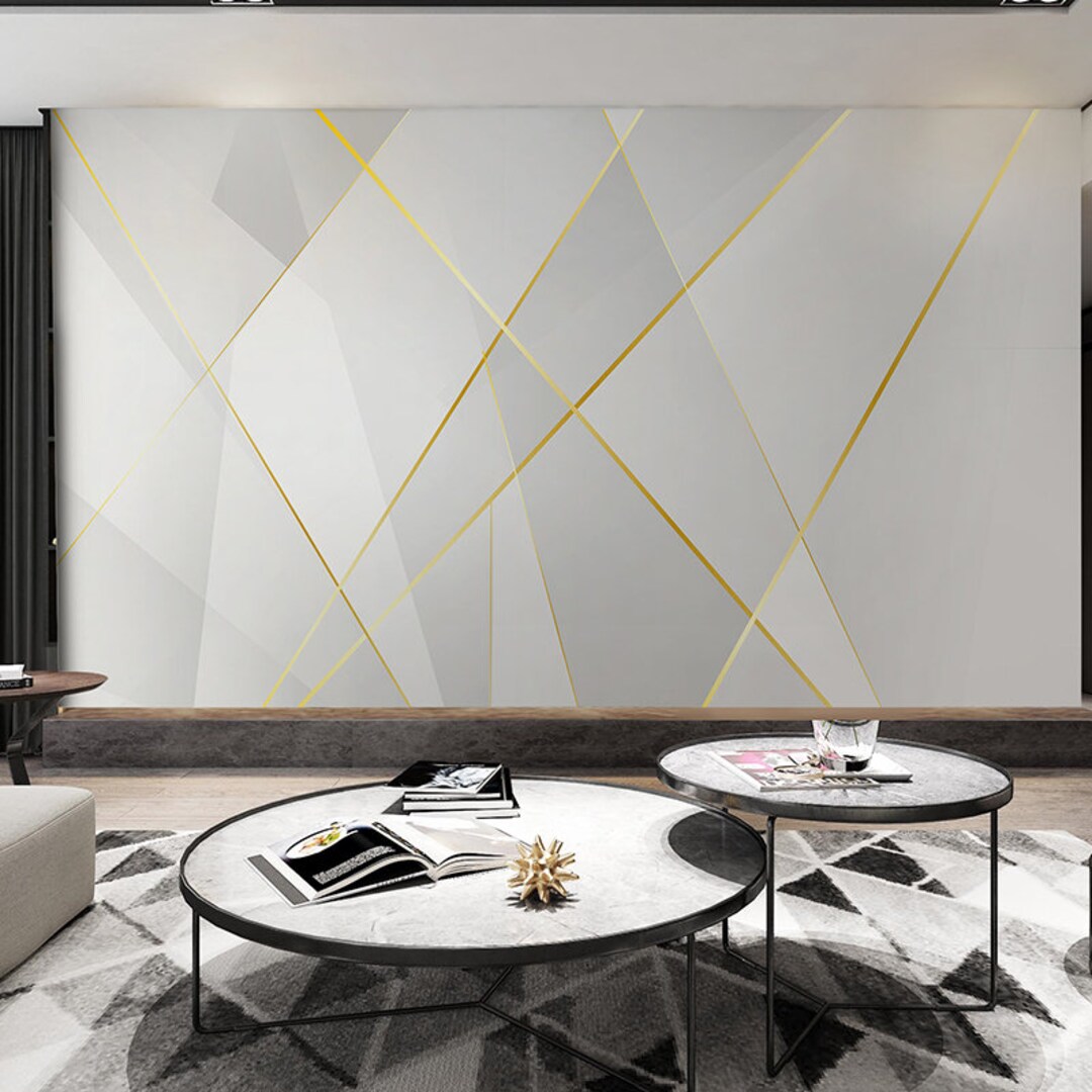Simple Grey and White Geometry Wallpaper Wall Mural Home Decor Etsy