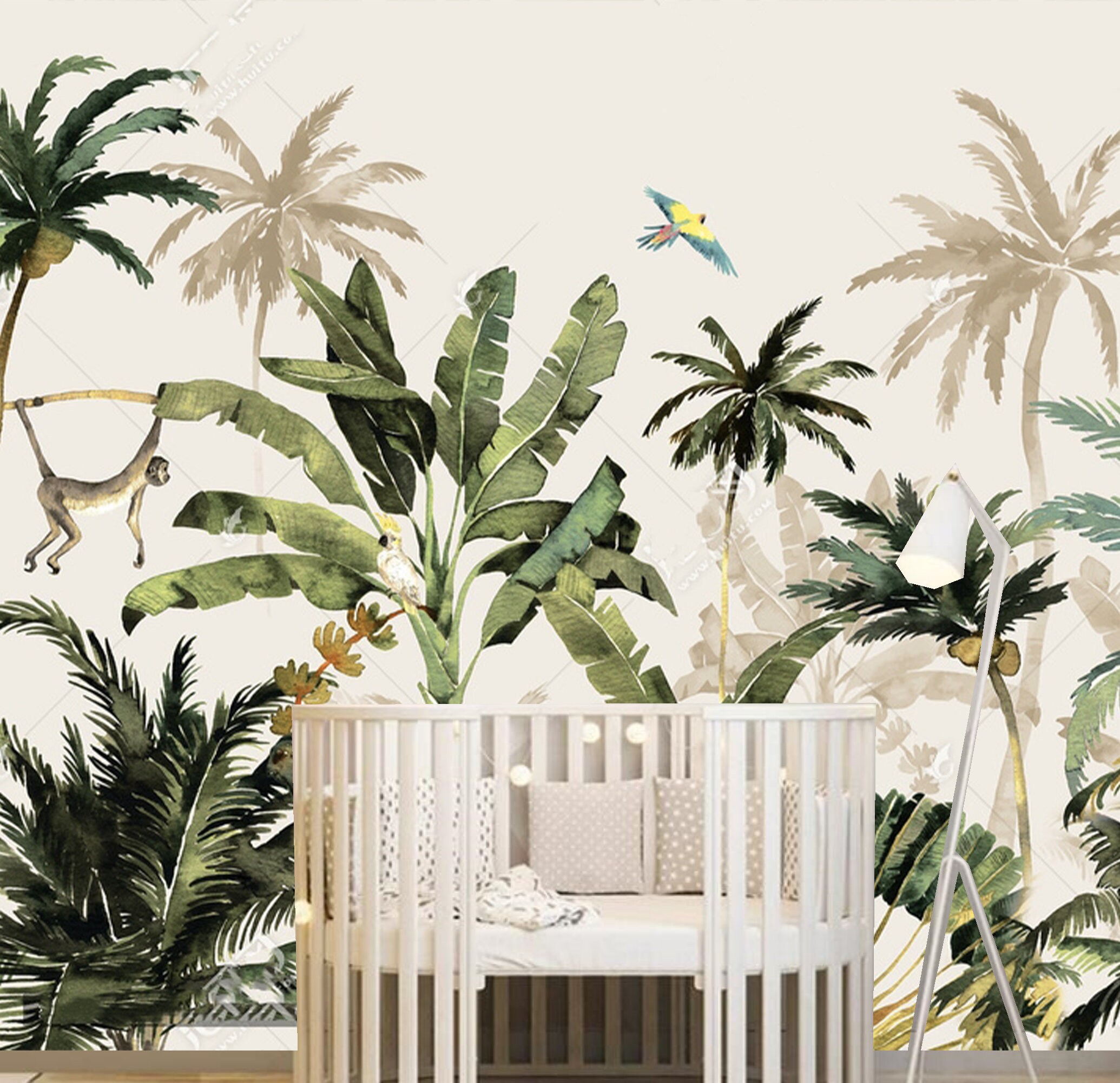 Jungle Animals Wallpaper Mural: Cartoon Nursery Decor (peel and Stick ...