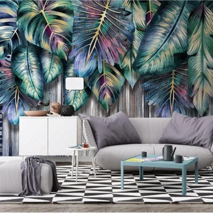 Custom Wallpaper Tropical Plant Leaves Light Luxury TV - Etsy