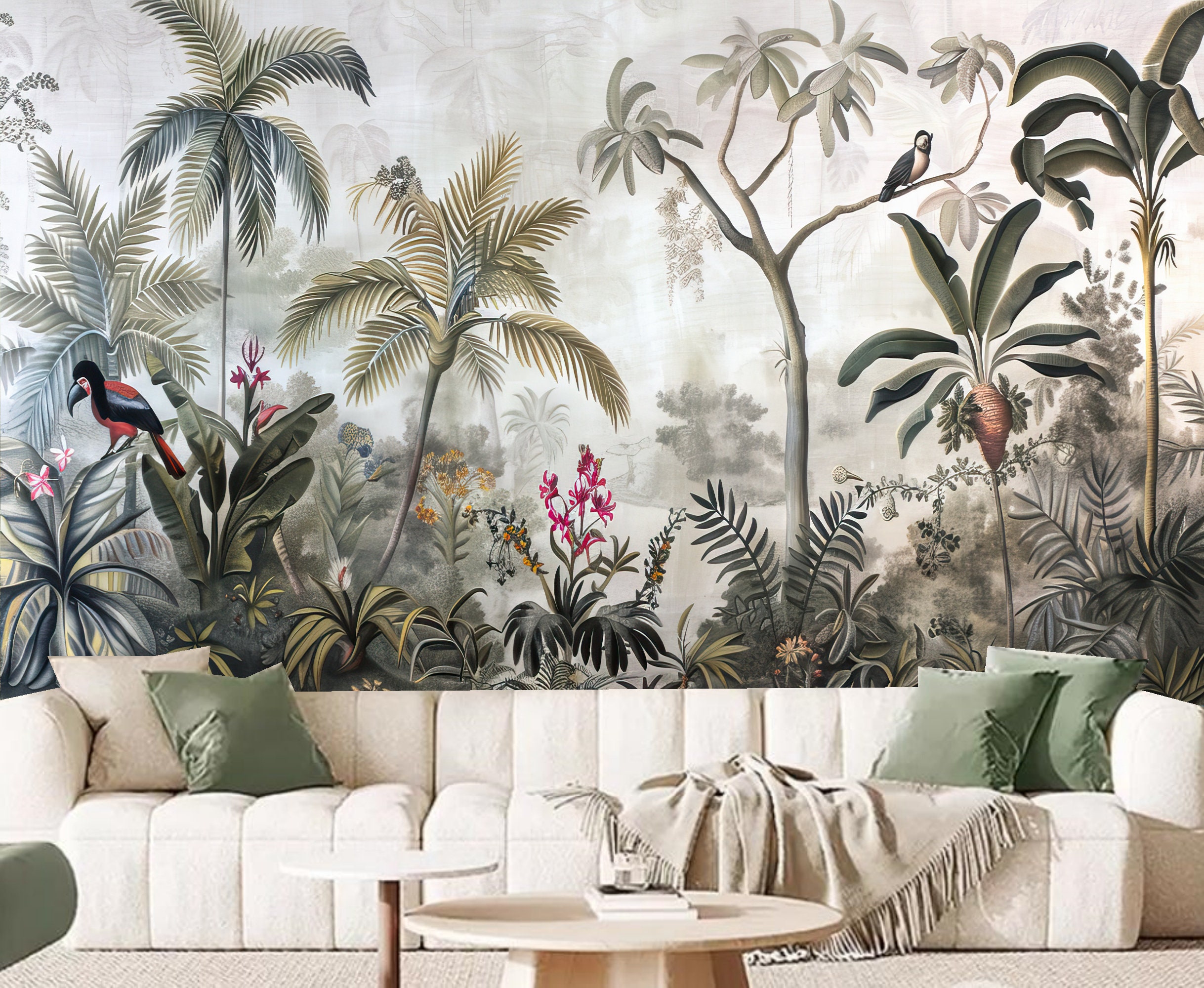 Tropical Rainforest Wallpaper Mural: Peel and Stick Jungle Decor - Etsy