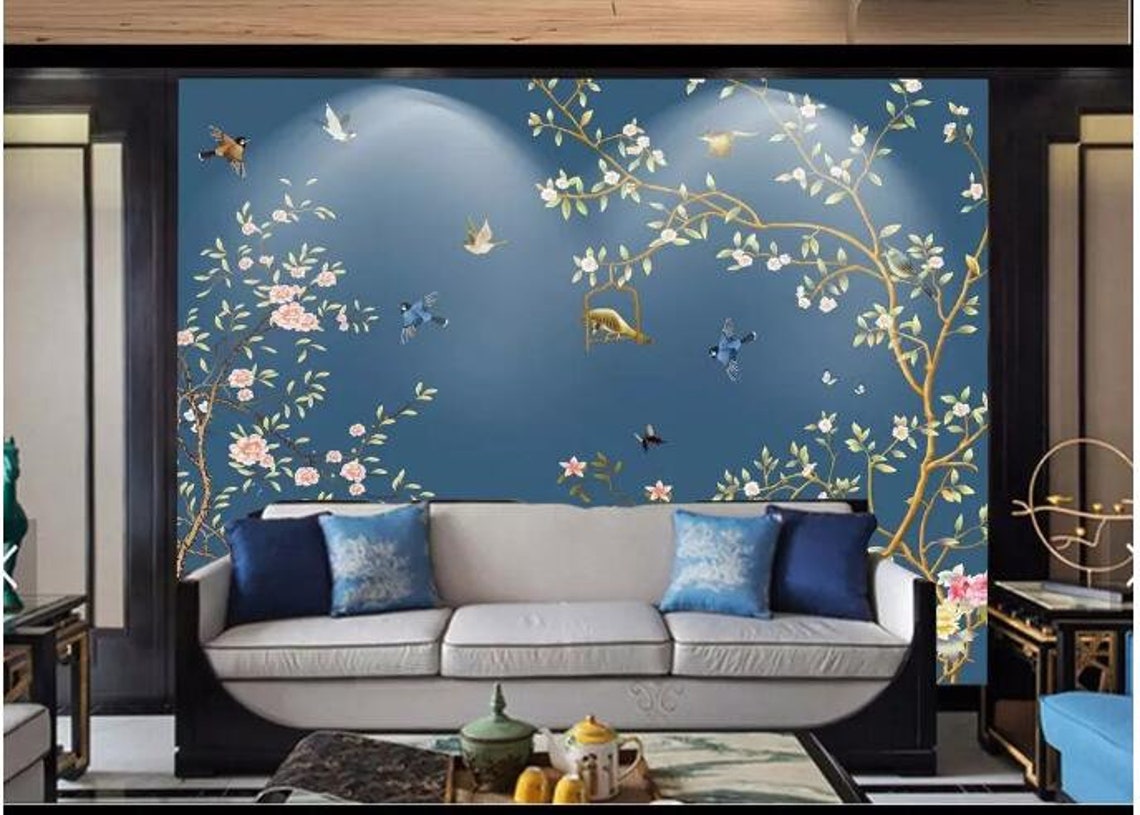 Hand Painted Vine Flower Tree Wallpaper Wall Murals Vine - Etsy