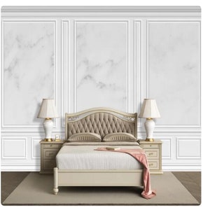 White Marble Pattern Wallpaper Mural: European Style Fresco